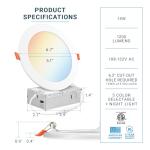 PARMIDA (6 Pack) 6 Inch 5CCT LED Recessed Ceiling Light with Night Light, 2700K/3000K/3500K/4000K/5000K Selectable Ultra-Thin Lighting, 15W, Dimmable Canless Wafer Slim Panel Downlight, IC Rated, ETL