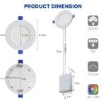 MDTlight 12 Pack 4 Inch LED Recessed Ceiling Light with Night Light| 5CCT Dimmable 2700K-5000K| RA90 750LM 9W 120V| Ultra-Thin High Brightness Canless Wafer Downlight with Junction Box| IC ETL FCC