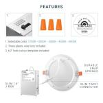 PARMIDA (6 Pack) 6 Inch 5CCT LED Recessed Ceiling Light with Night Light, 2700K/3000K/3500K/4000K/5000K Selectable Ultra-Thin Lighting, 15W, Dimmable Canless Wafer Slim Panel Downlight, IC Rated, ETL