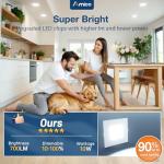 Amico 6 Pack 4 Inch Ultra-Thin LED Square Recessed Light with Junction Box, 5CCT 2700K/3000K/3500K/4000K/5000K Selectable, 10W 700LM Brightness, Dimmable Canless Wafer Downlight, ETL&FCC