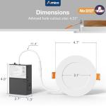 Amico 36 Pack 4 Inch 5CCT Ultra-Thin LED Recessed Ceiling Light with Plastic Junction Box, 2700K/3000K/3500K/4000K/5000K Selectable,800LM, Dimmable Canless Wafer Downlight, 10W, ETL&FCC