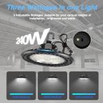 G GJIA LED High Bay Light Super Bright Dimmable AC100-277V 240W 36000LM 5000K DLC/ETL Listed Lights 6ft with US Plug High Bay LED Light Warehouse Shop Barn Garage (4 Pack)