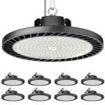 ONLYLUX 8 Pack LED High Bay Lights 200W, 30000LM 6500K UFO High Bay Led Shop Lights AC100-277V with Plug Industrial Warehouse Workshop Factory Barn Garage Area Lighting Fixture
