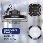 CINOTON 160W UFO LED High Bay Light, Aluminum LED Shop Lights with 24000LM, 5000K Commercial Bay Lighting for Warehouse Garage Workshop Factory Hall, 6' Cable & Safety Rope, ETL Listed 2 Pack