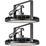 Flakeeper LED High Bay Light 150W, 22500 LM with US Plug 5ft Cable (150LM/W), 5000K Daylight, Waterproof, UFO Commercial Warehouse Workshop Factory Barn Garage Area Lighting Fixture, 2 Pack