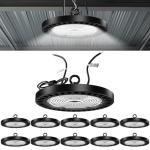 Sunco 10 Pack UFO LED High Bay Light, 150W, 21000 Lumens 5000K 100-277V Dimmable 0-10V, Ultra Bright Commercial Shop Lights for Warehouse, Factory, Workshop, Garage & Barn, Ceiling Mount, UL