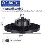 Gugsey LED High Bay Light, 200W 28000lm 5000K High Bay Led Shop Light with Plug 5' Cable and Hook Ring, UFO High Bay Led Lights for Garage Gym Warehouse Workshop