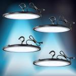 Fanyank 150W LED High Bay Lights with US Plug, 21000LM High Bay LED Shop Light, 5000K Daylight, IP65 Waterproof, UFO Commercial Warehouse Workshop Factory Barn Garage Lighting 4 Pack