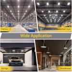 hunhun 4 Pack ETL 155W UFO LED High Bay Light, 22500lm, Daylight 5000K, US Plug,110-277V, IP65 Waterproof Commercial LED Shop Lights for Workshop Factory Barn Warehouse, Garage ETL Listed