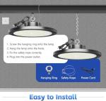 Gugsey LED High Bay Light, 200W 28000lm 5000K High Bay Led Shop Light with Plug 5' Cable and Hook Ring, UFO High Bay Led Lights for Garage Gym Warehouse Workshop