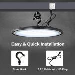 Fanyank 150W LED High Bay Lights with US Plug, 21000LM High Bay LED Shop Light, 5000K Daylight, IP65 Waterproof, UFO Commercial Warehouse Workshop Factory Barn Garage Lighting 4 Pack