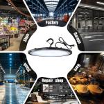 Fanyank 150W LED High Bay Lights with US Plug, 21000LM High Bay LED Shop Light, 5000K Daylight, IP65 Waterproof, UFO Commercial Warehouse Workshop Factory Barn Garage Lighting 4 Pack