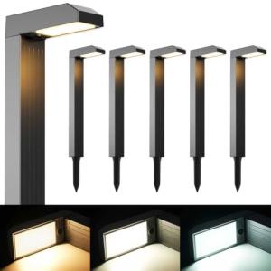 COXSENI 6 Pack Solar Pathway Lights with 3 Colors