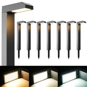 COXSENI Solar Pathway Lights 8-Pack with 3 Colors