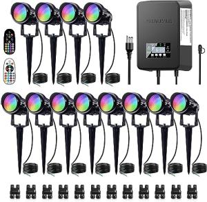 12 Pack RGBW Color Changing LED Landscape Lights