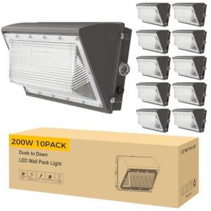 10 Pack 200W LED Wall Pack Lights, Dusk to Dawn