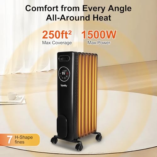Hykolity 1500W Oil-Filled Radiator Heater with Remote