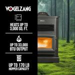 Vogelzang WiFi Pellet Stove with Pedestal, 3,000 Sq Ft