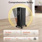Hykolity 1500W Oil-Filled Radiator Heater with Remote