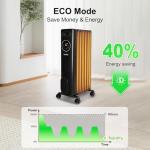 Hykolity 1500W Oil-Filled Radiator Heater with Remote