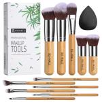 Bamboo Silver Kabuki Makeup Brush Set with Sponges