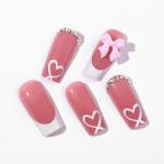 French Tip Press-On Nails with Charms and Bow