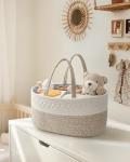 Baby Diaper Caddy Organizer in Brown Cotton Rope