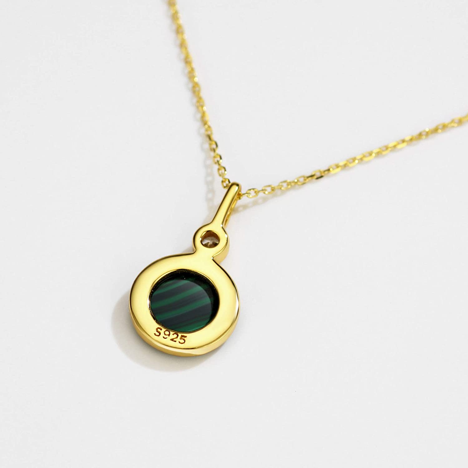 18K Gold Plated Malachite Pendant Necklace