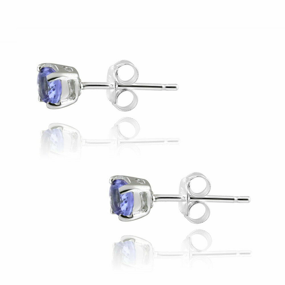 Tanzanite 2.00ct Silver 6mm Round Stud Earrings