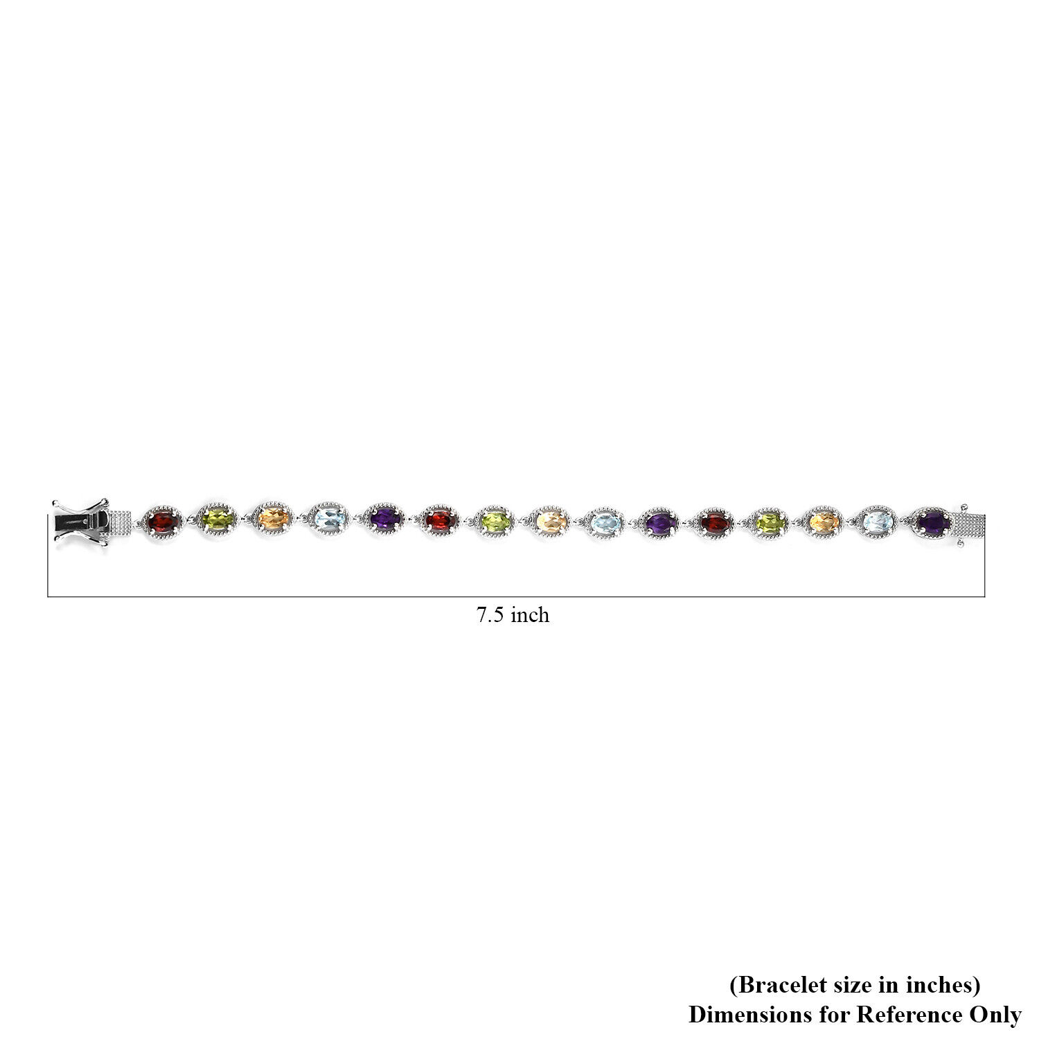 Sterling Silver Tennis Bracelet with Peridot & Amethyst