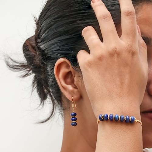 Gold Plated Lapis Lazuli Dangle Earrings