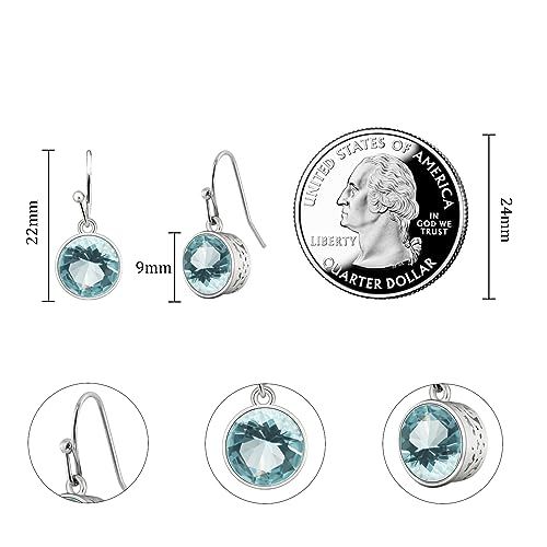 Blue Aquamarine Dangle Earrings for Women