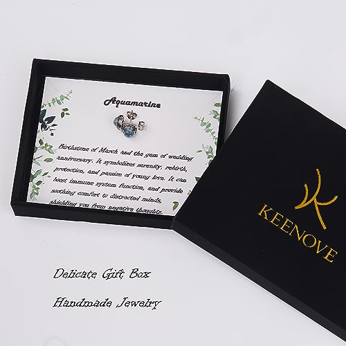 Blue Aquamarine Sterling Silver Stud Earrings for Women