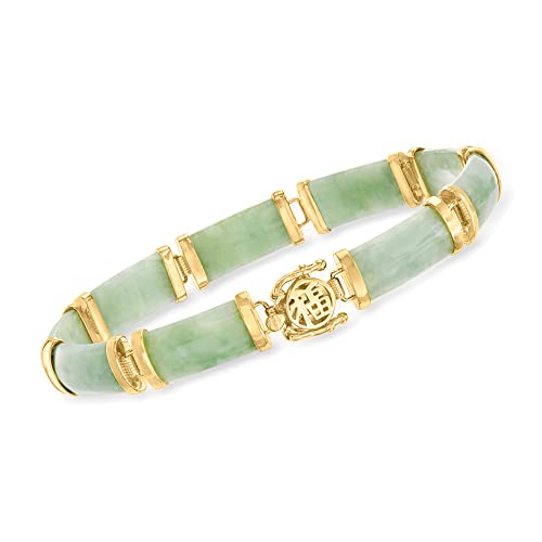 Green Jade Bar Bracelet in Gold Over Silver
