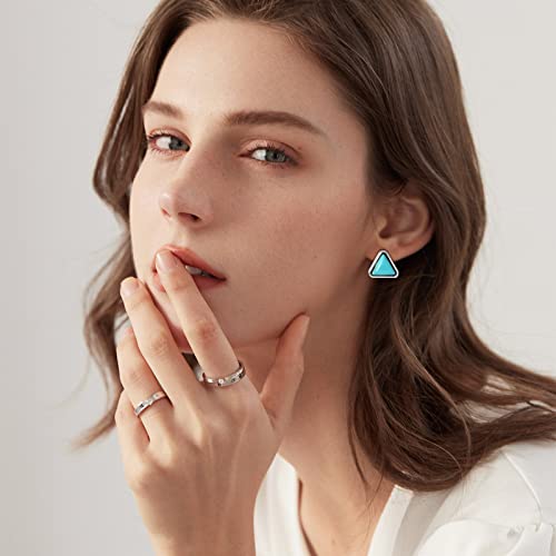 Turquoise Stud Earrings Set for Women - 14 Pairs