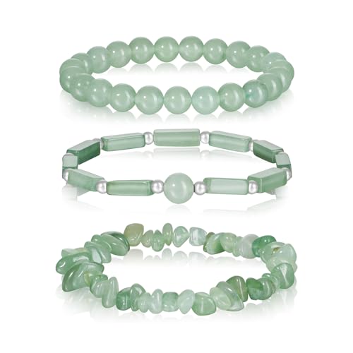 Green Aventurine Jade 3-Piece Stretch Bracelet Set