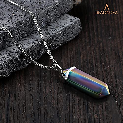 Rainbow Hematite Pendant Necklace for Men and Women