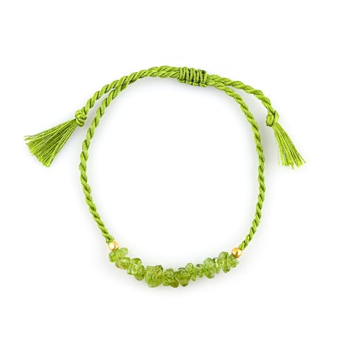 Braided Peridot Chip Bracelet for Energy Healing