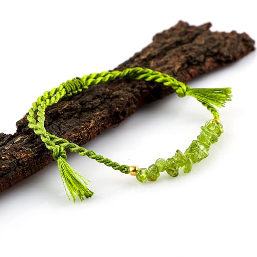 Braided Peridot Chip Bracelet for Energy Healing
