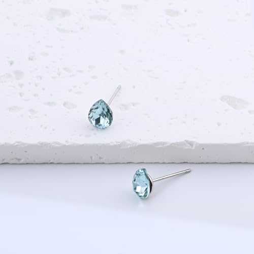 Light Blue Teardrop Aquamarine Sterling Silver Earrings