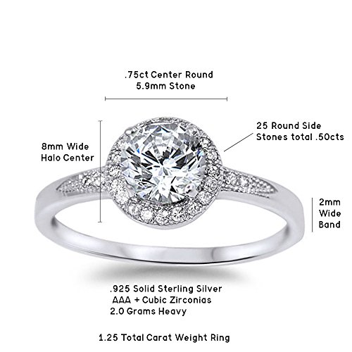 Sterling Silver Opal and CZ Ring, Size 4-12