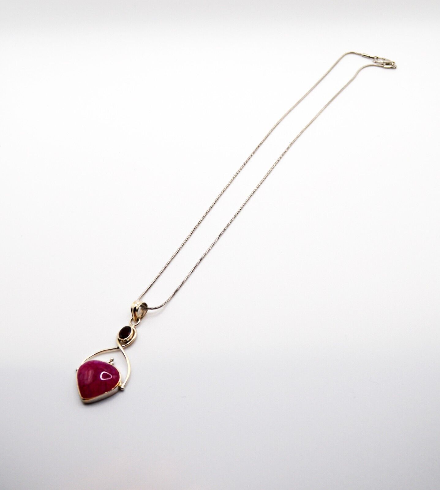 Garnet & Pink Dragon Vein Agate Pendant Necklace