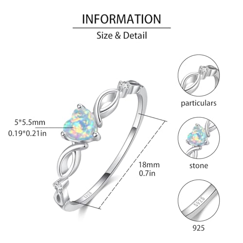 Sterling Silver Heart Opal Engagement Ring