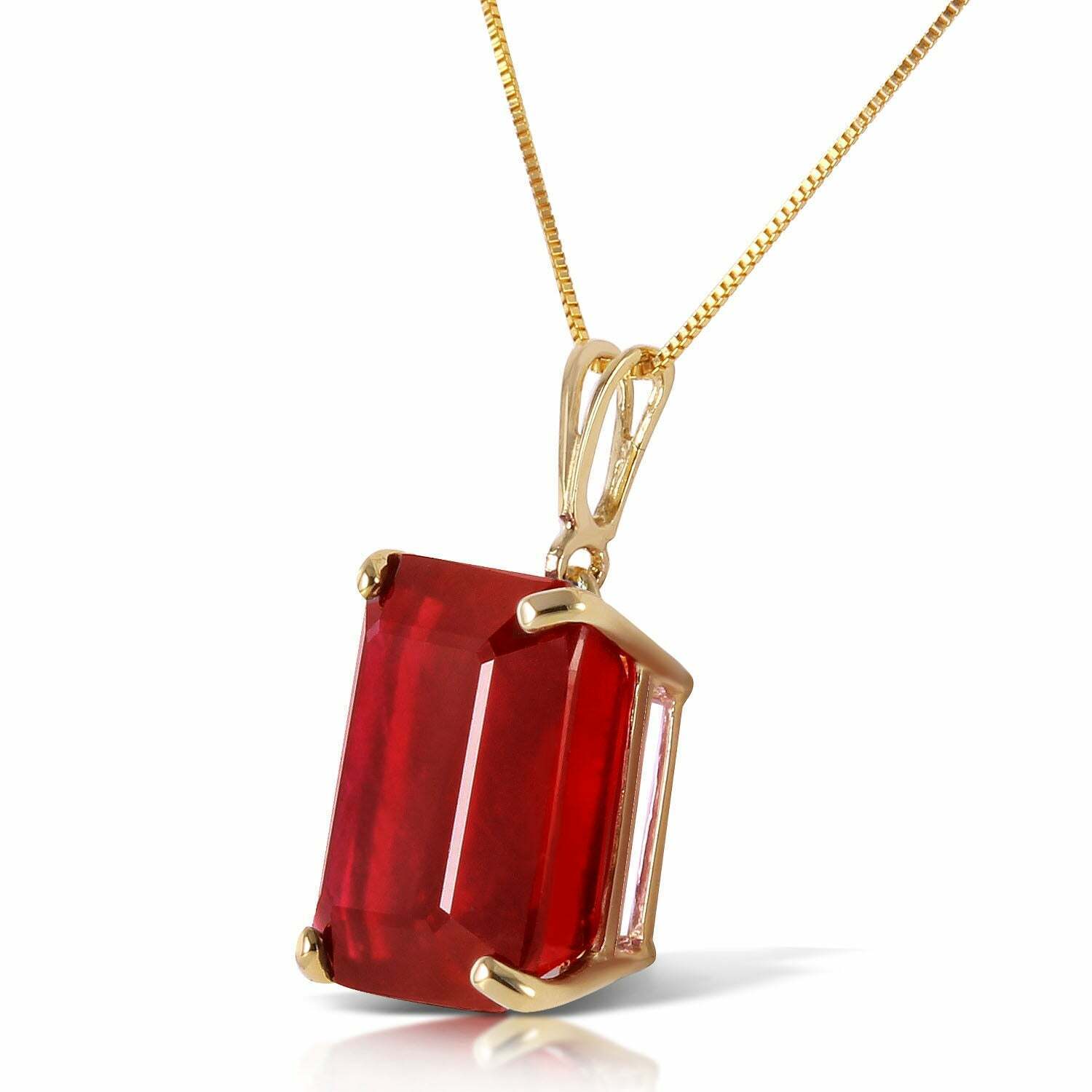 14K Gold Octagon Ruby Necklace, 6.5 Carats