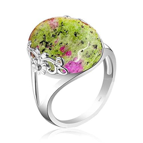 Blue Lazurite and Green Epidote Gemstone Ring