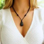 Black Tourmaline Pendant Necklace for Energy Protection