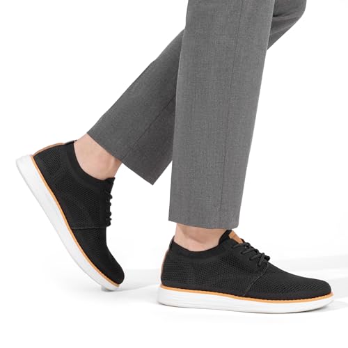 Bruno Marc Men's Lightweight Black Mesh Sneakers