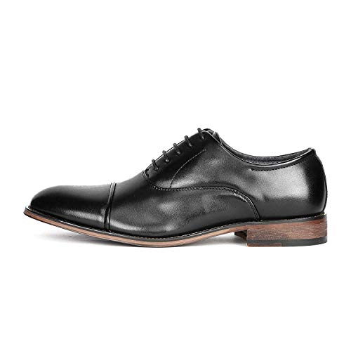 Bruno Marc Men's Black Cap-Toe Dress Oxfords