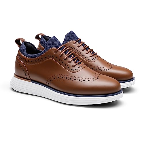 Bruno Marc Men's Brown Wingtip Dress Sneakers