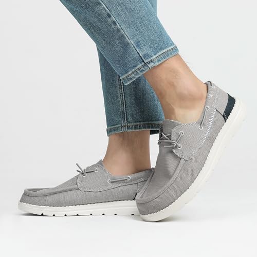 Bruno Marc Men's Grey Slip-On Canvas Loafers